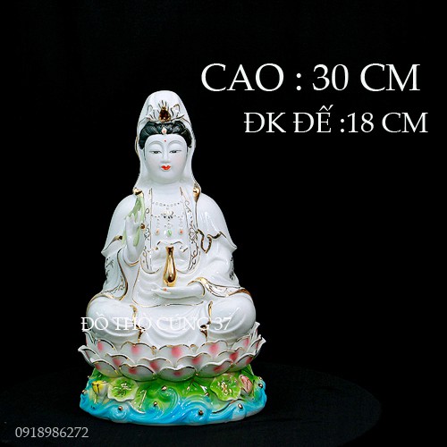 TƯỢNG PHẬT QUAN ÂM MEN SỨ ĐẾ XANH [ CAO 30 CM ,CAO 35 CM , 40 CM ]