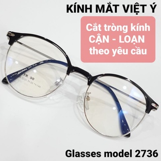 Gọng kính cận tròn kim loại thời trang nữ 2736 nhiều màu
