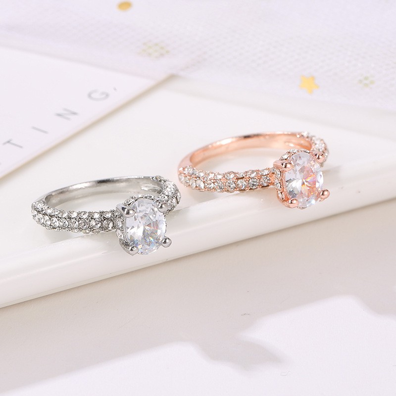 Nhẫn Đính Đá Zircon Kiểu Dáng Đơn Giản Sang Trọng Dành Cho Cặp Đôi