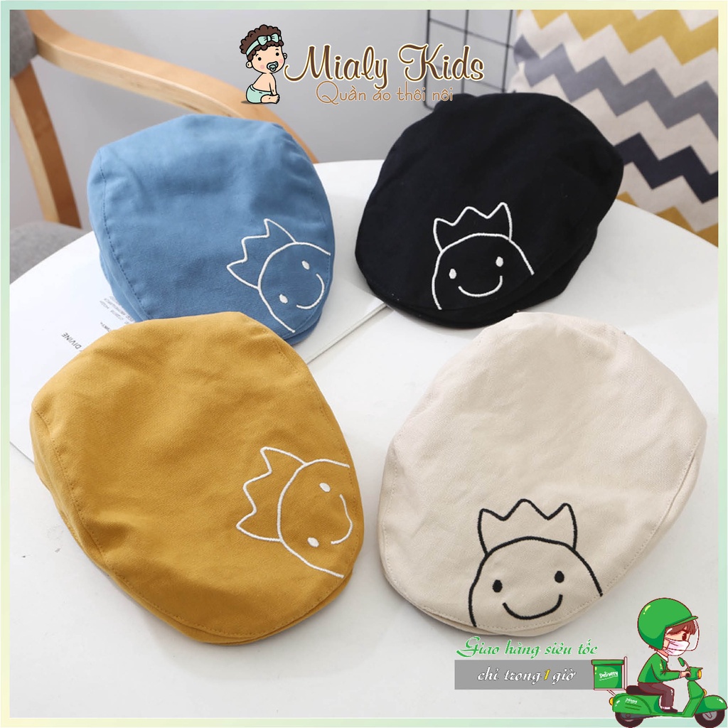 Mũ nồi, nón bê rê phong cách Hàn Quốc cho bé (3-6 tuổi) - Thêu hình khủng long tỉ mỉ, đẹp