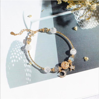 Lucky Romantic White Moon Stone Couple Bracelet Transfer Beads Adjustable Size