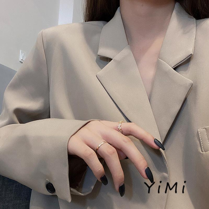 Nhẫn Hở Hai Lớp Hình Bướm Đính Đá zircon Đơn Giản Cá Tính Cho Nữ