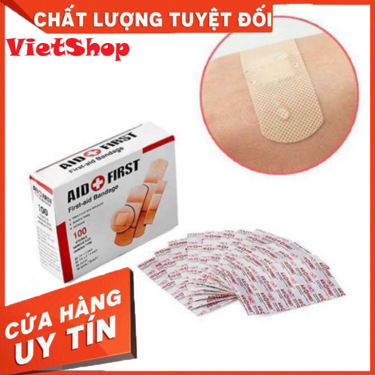 Hộp 100 Miếng Dán Vết Thương Urgo Aid First, Tiện Dụng Cho Gia Đình, Hàng Chuẩn Chất Lượng 100% - VietShop