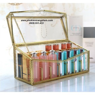 Hộp đựng son 24 ngăn viền vàng gold