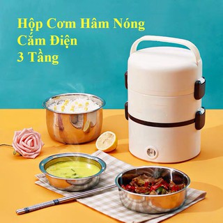 [Hàng Loại 1] Hộp cơm điện KALAS, hộp cơm văn phòng tự động hâm nóng thức ăn cắm điện 3 tầng ( BH 1 năm)