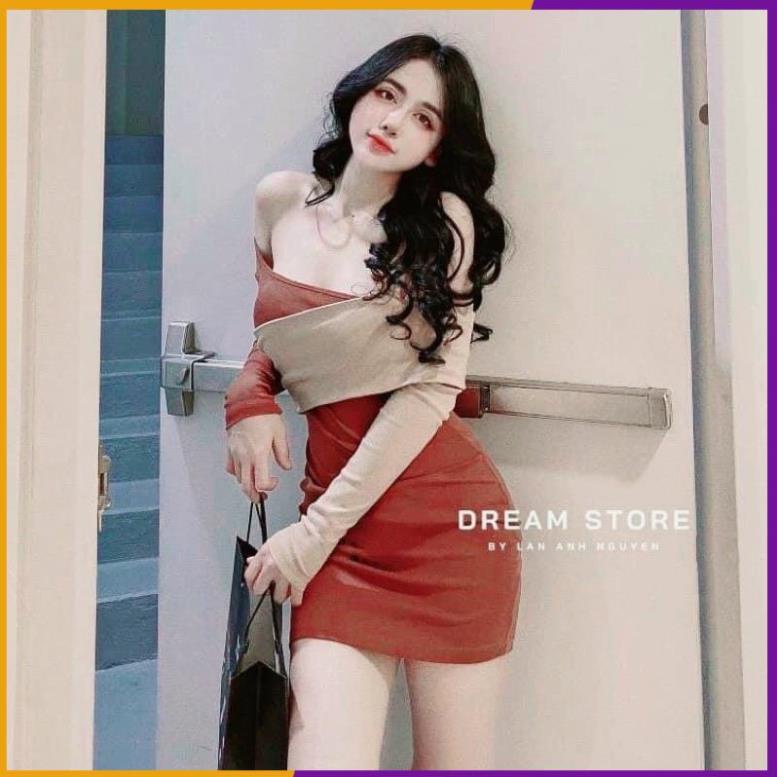 Đầm body tay phối-Carotshop [Vải Đẹp]