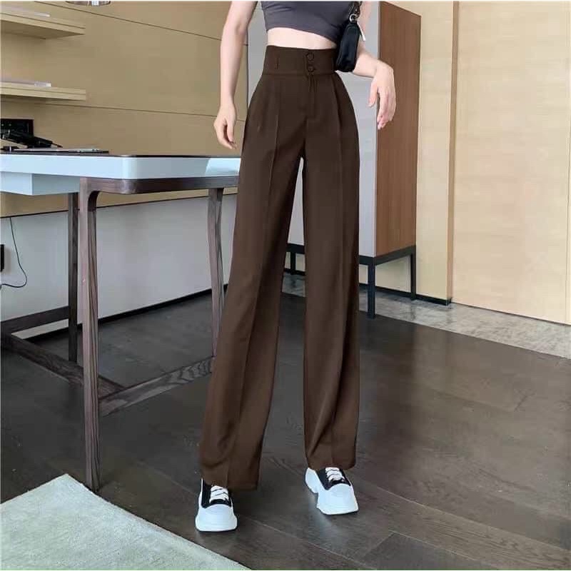 Quần tây nữ cạp cao 2 khuy ống xuông,chất tuyết mưa loại 1,full 3 màu đen trắng nâu size từ S-XXL