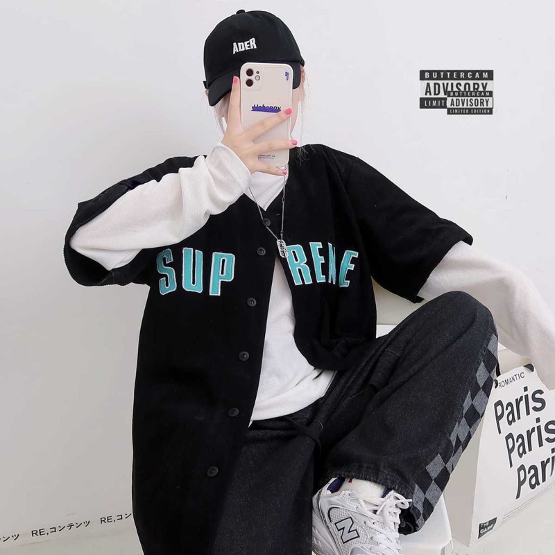 Áo baseball Supreme