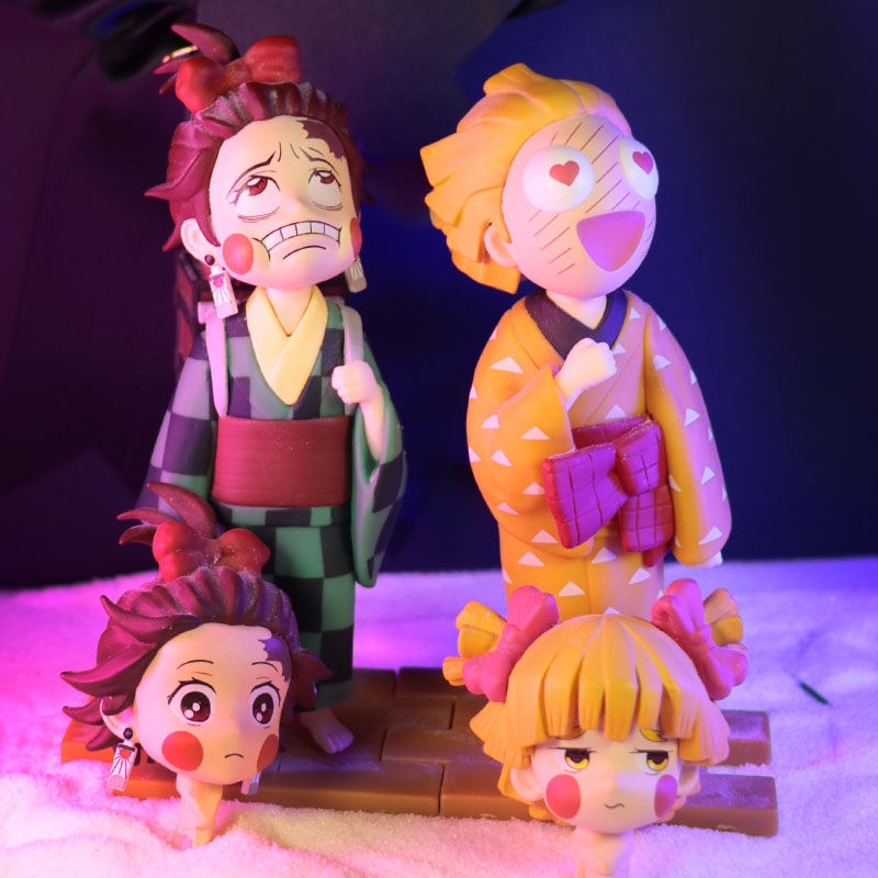 Mô hình nhân vật Kamado Tanjirou / Agatsuma Zenitsu / Hashibira Inosuke trong anime Demon Slayer có thể thay đổi mặt