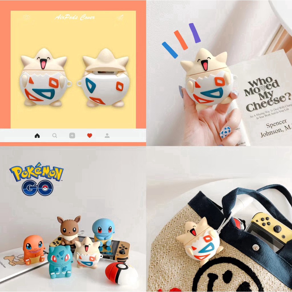 Vỏ bảo vệ họa tiết pikachu dành cho hộp sạc tai nghe không dây Apple