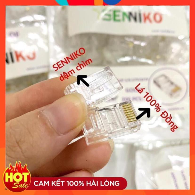 Túi 100 hạt mạng rj45 CAT 5E SENNIKO -ĐỒNG NGUYÊN CHẤT 100%-CAM KẾT HÀNG CHÍNH HÃNG