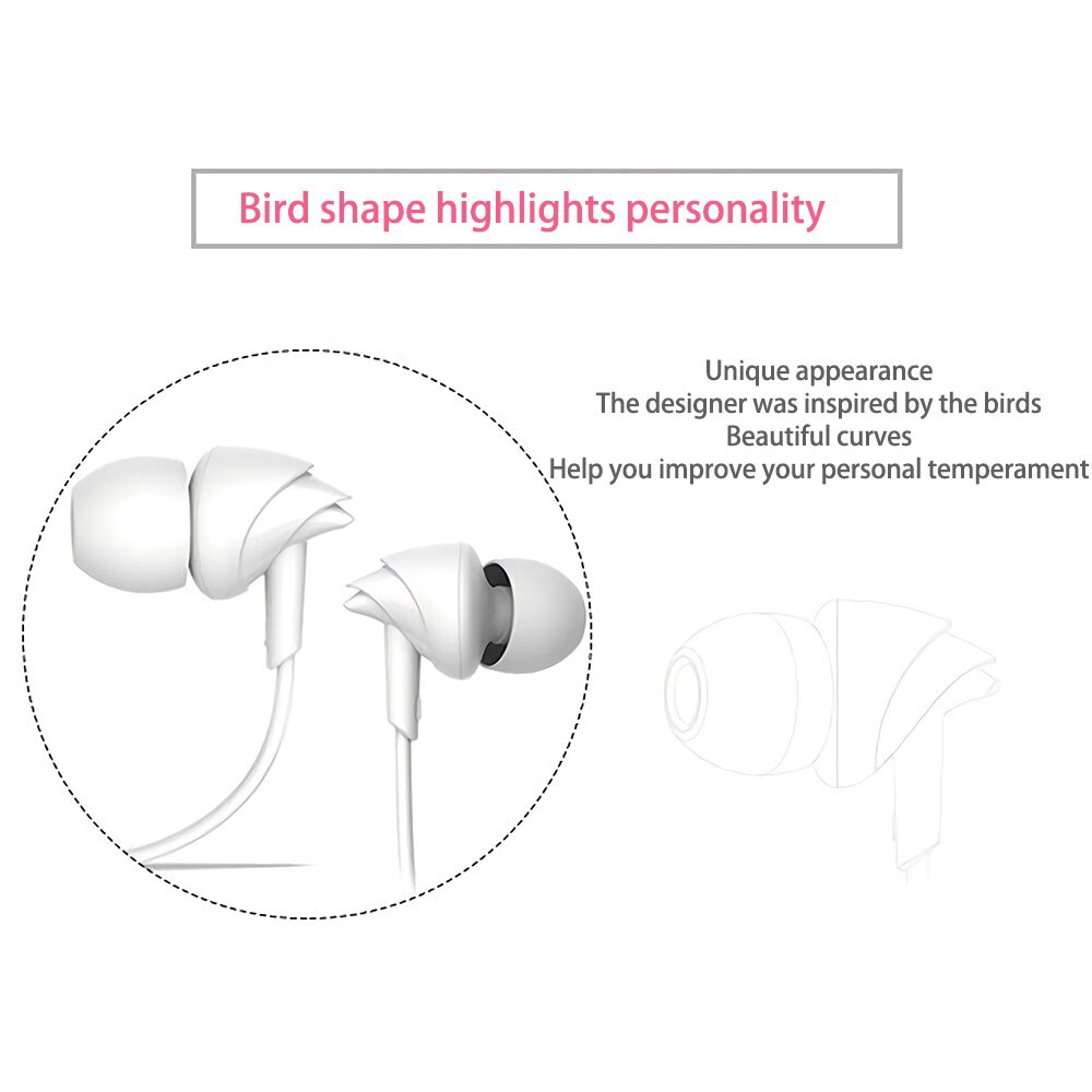 3.5 Bird Headset Ultra-Bass Music Wired Earphone Fashion Earplug for huawei xiaomi