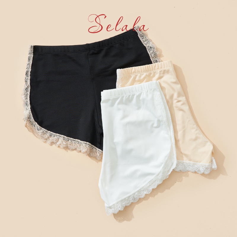 Quần Mặc Váy Selala Chất Su Thoáng Mát Phối Viền Ren QV04