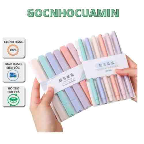 Bút highlight pastel 2 đầu, bút đánh dấu nhớ dòng morandi trang trí sổ bullet journal văn phòng phẩm