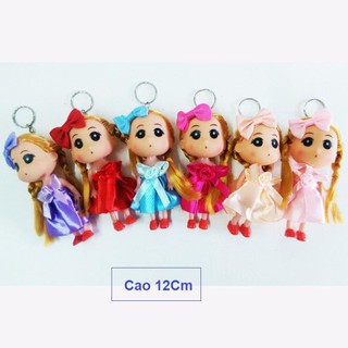 Túi 10 đồ chơi búp bê Chibi chân ngắn đầm ngắn 12Cm, búp bê chibi móc khóa