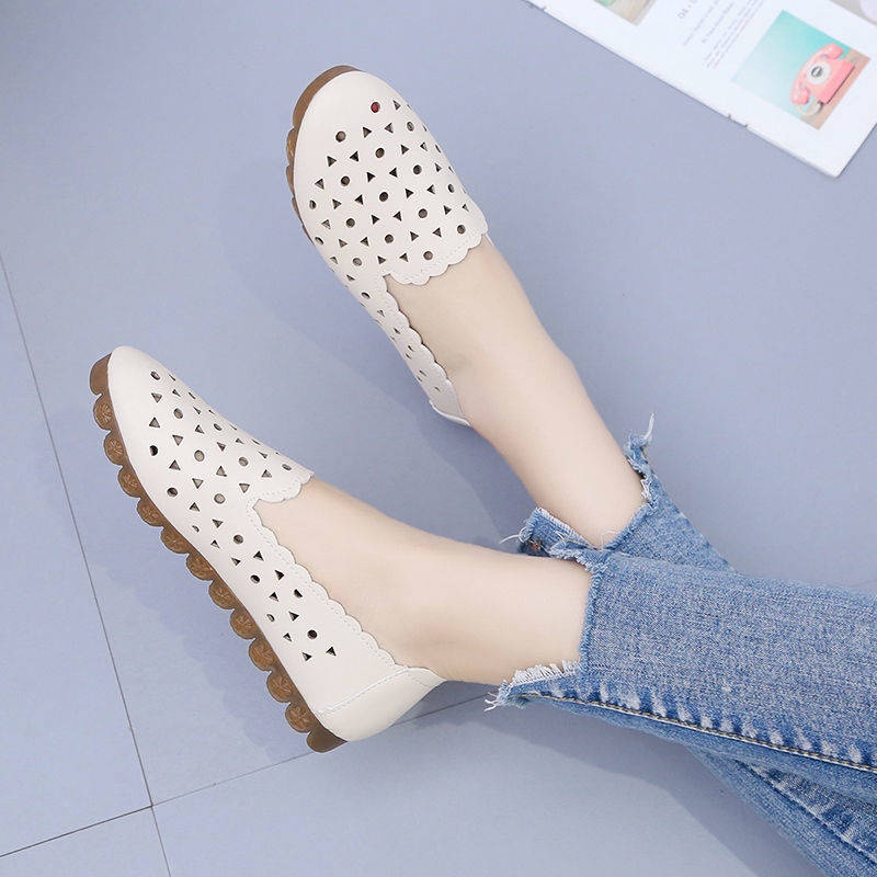 Giày Búp Bê Da Đế Bằng Đục Lỗ size Lớn 35-43 41 Cho Mẹ Bầu