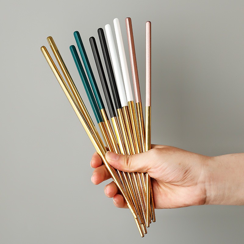 Đũa inox 304 cao cấp Bộ 6 đôi đũa ăn dùng cho cá nhân,cơm văn phòng, gia đình