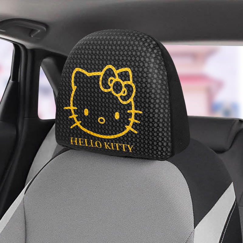 Bộ 2 Vỏ Gối Tựa Đầu Gắn Ghế Ngồi Xe Hơi Hình Mèo Kitty Dễ Thương