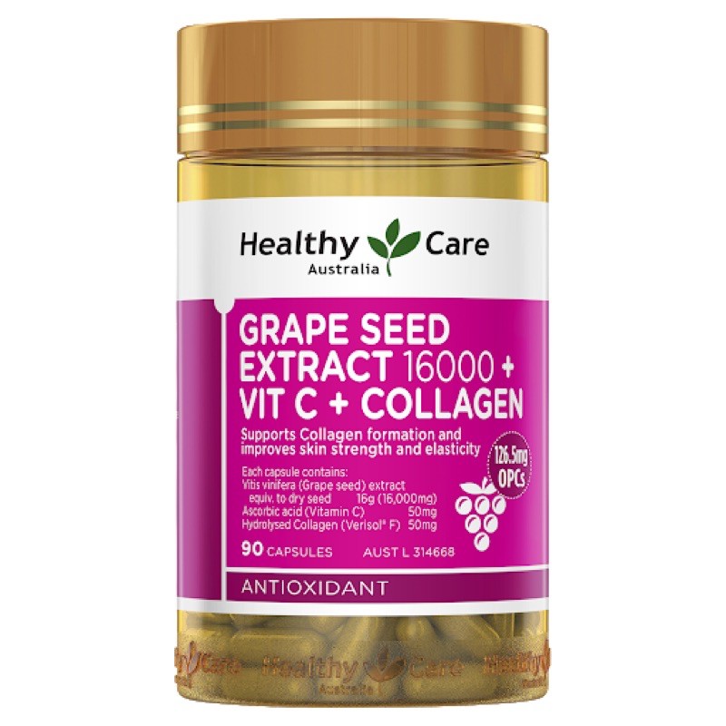 Healthy Care Grape Seed Extract 16000 + Vit C + Collagen 90v