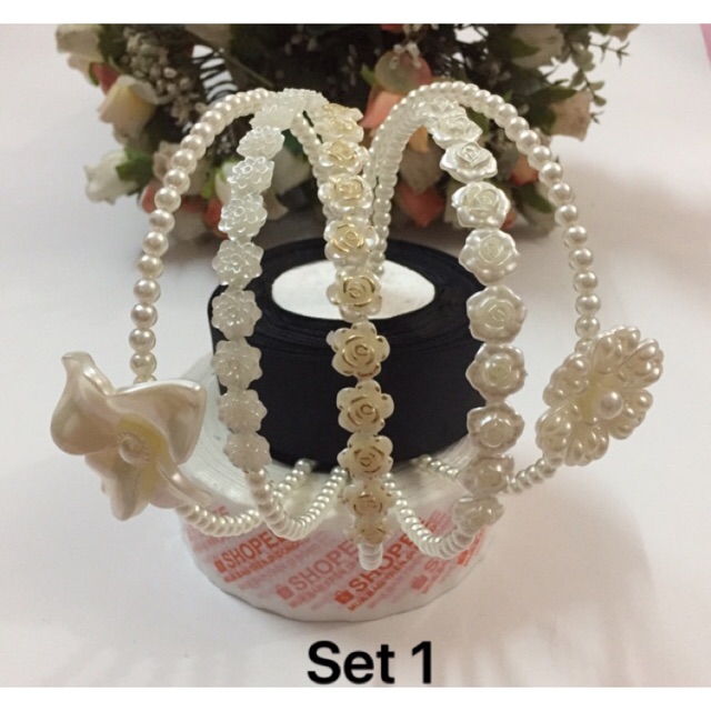 14/- Set 5 cài tóc/bờm tóc ngọc trai handmade