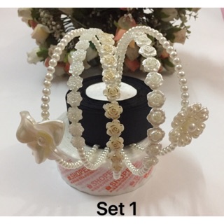 14/- Set 5 cài tóc/bờm tóc ngọc trai handmade