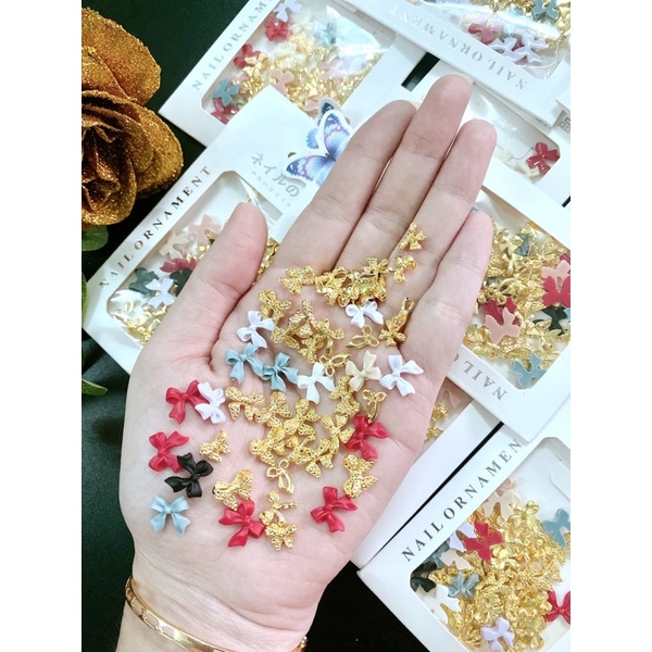 Set nơ mix trang trí móng