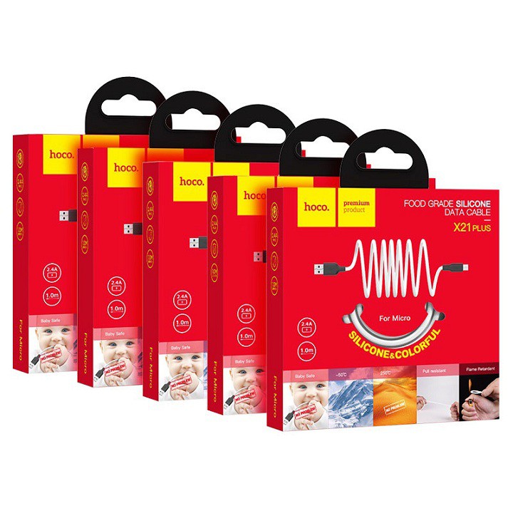 Cáp sạc nhanh SIêu Bền 2M TypeC Hoco X21 PLus 2.4A - Chính Hãng