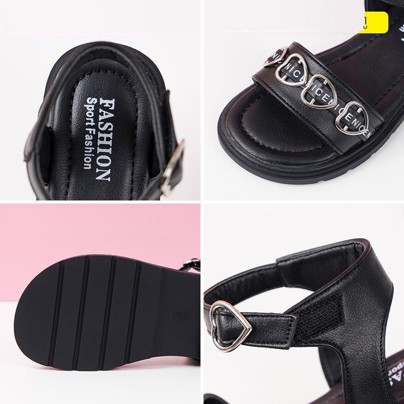 Sandal cho bé gái Dép La Mã xăng đan quai ngang Xăng đan trẻ em đế mềm chống trượt họa tiết trái tim SDG22
