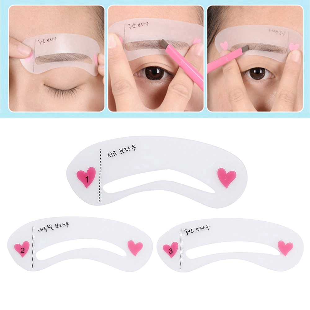 Set 3 khuôn kẻ lông mày RIPE GIRL trang điểm tiện dụng