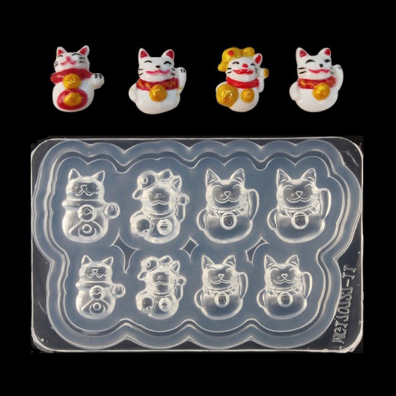 KING God of Wealth 3D Carving Nail Art Silicone Mold Lucky Cat Charm Resin Mold Craft