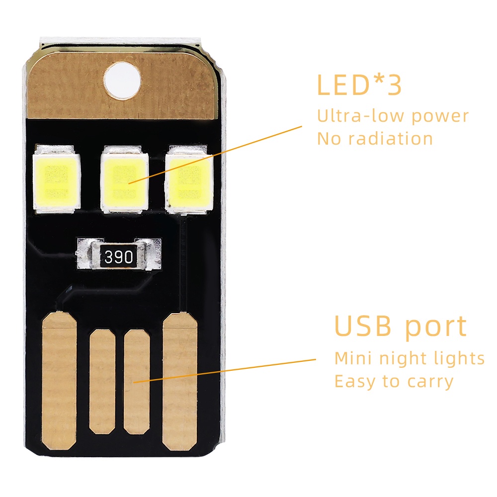 Thẻ Đèn Ngủ LED Mini 0.2W 5V Kèm Sạc USB Siêu Bền Tiện Dụng Mang Theo Du Lịch / Leo Núi