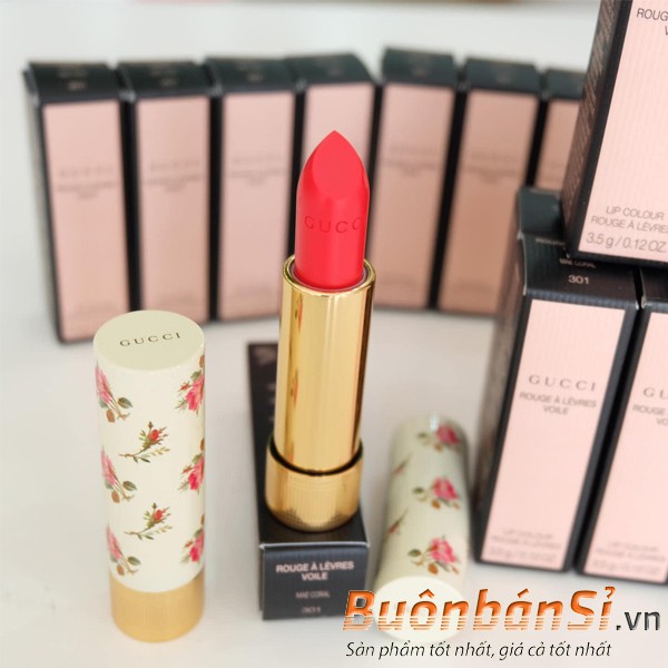 Son Gucci Rouge À Lèvres Satin Lipstick 301 Mae Coral 3.5gr - Hồng San Hô