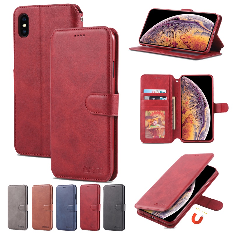 Bao da điện thoại nắp lật có ngăn đựng thẻ chống rơi cho For iPhone X Xr Xs Max 11 12 Pro Max 12 Mini