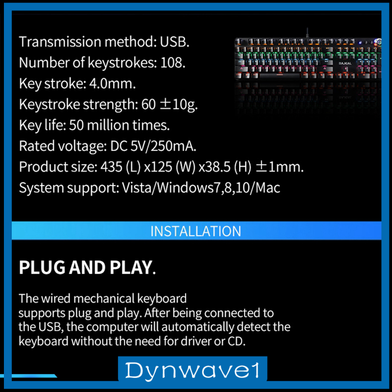 Bàn Phím Chơi Game Có Dây Dynwave1 Chống Nước Cho Windows Pc | BigBuy360 - bigbuy360.vn