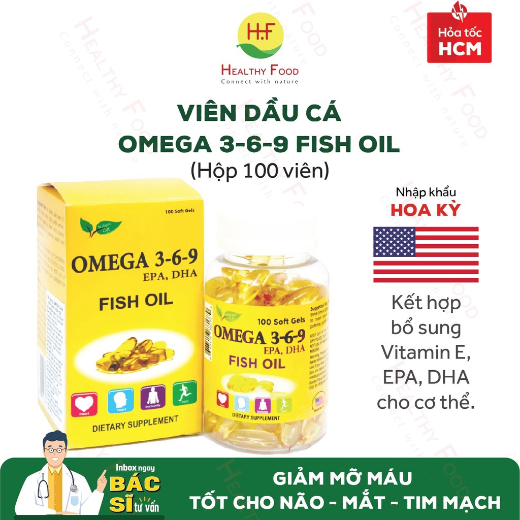 [NHẬP KHẨU MỸ] Viên dầu cá Nature Gift Omega 369 Fish Oil (Hộp 100v) - Hỗ trợ giảm mỡ máu. Tốt cho não, mắt, tim mạch