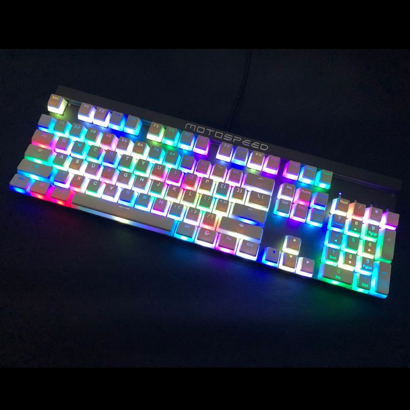 Set 108 mũ bọc bàn phím RGB ANSI màu trắng sữa hai mặt cho OEM Cherry MX gh60 poker 87 tkl 104 108