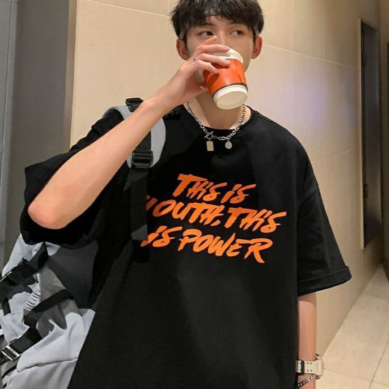 Áo thun ❤có size tay lỡ chữ màu this is youth 🥰