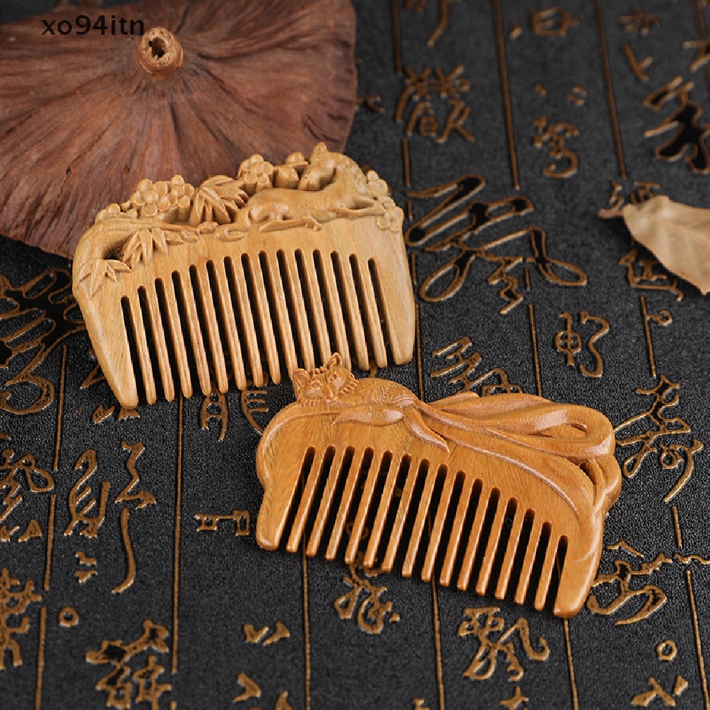 [Hàng mới về] Lược chải tóc bằng gỗ đào tự nhiên không tĩnh điện mát xa chăm sóc sức khỏe