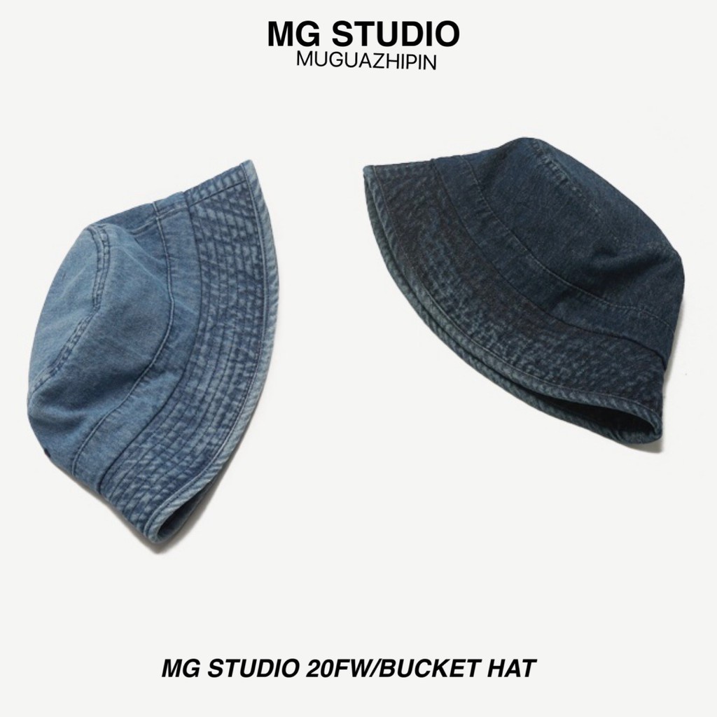 Mũ vành tròn MG STUDIO vải denim phong cách cổ điển