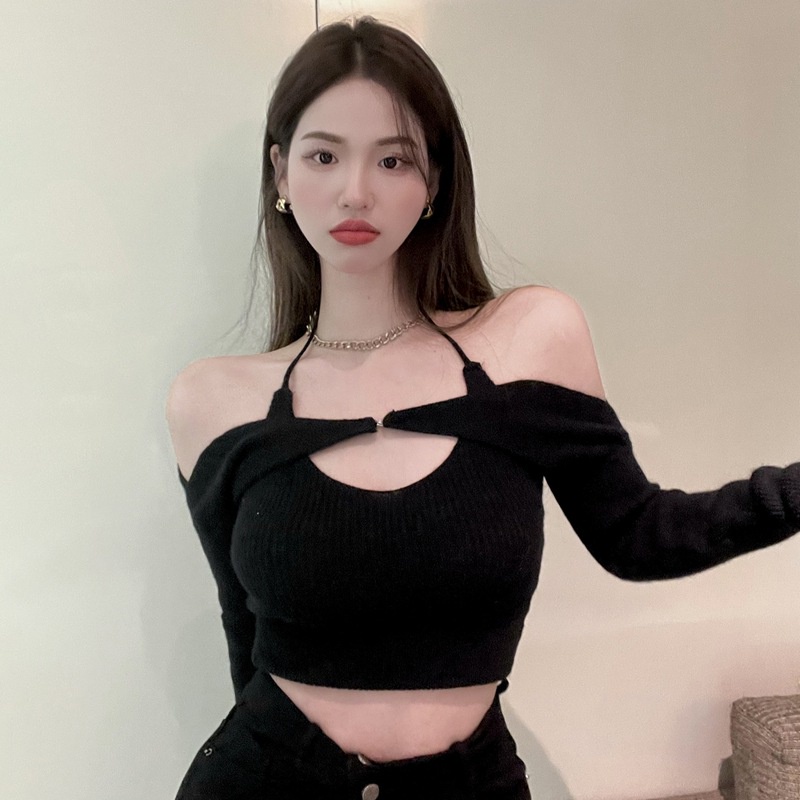 Bộ Áo Croptop 2 Dây Phối Áo Cardigan Quyến Rũ Cho Nữ