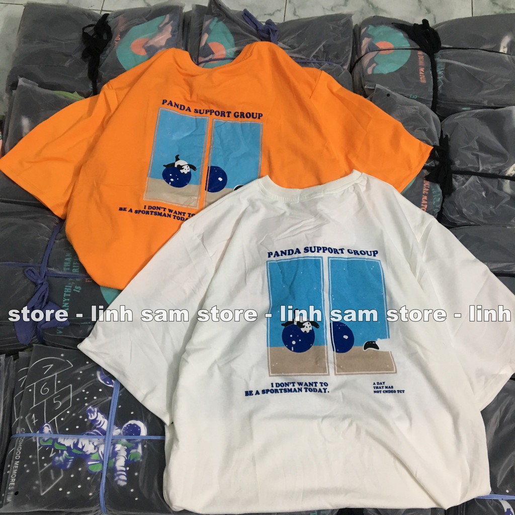 Áo thun tay lỡ nữ freesize phông form rộng dáng Unisex, mặc lớp, nhóm, cặp in chữ PANDA SUPPORT hình GẤU | BigBuy360 - bigbuy360.vn