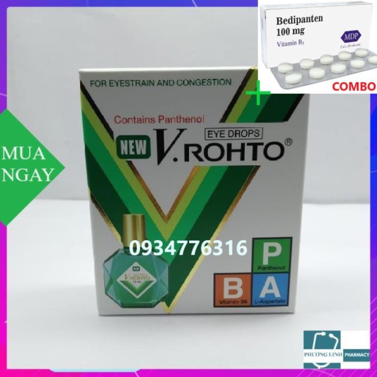 Combo Bedipanten 100mg +  NHỎ MẮT VROHTO CÁC LOẠI (lọ 13ml)