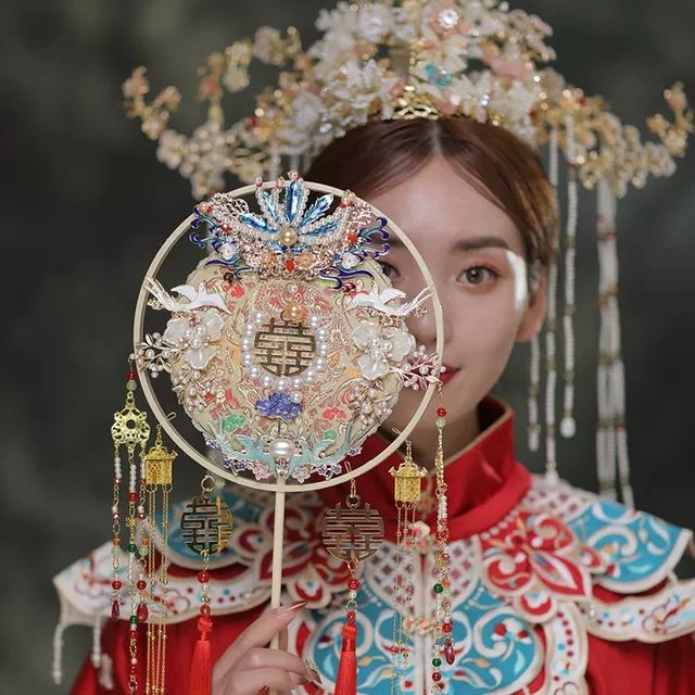 [Trang Sức Đẹp] Quạt Cầm Tay Tua Xiuhe Xiuhe Kiểu Trung Hoa Cho Cô Dâu Đám Cưới Thủ Công Phong Cách Trung Hoa Cổ Điển