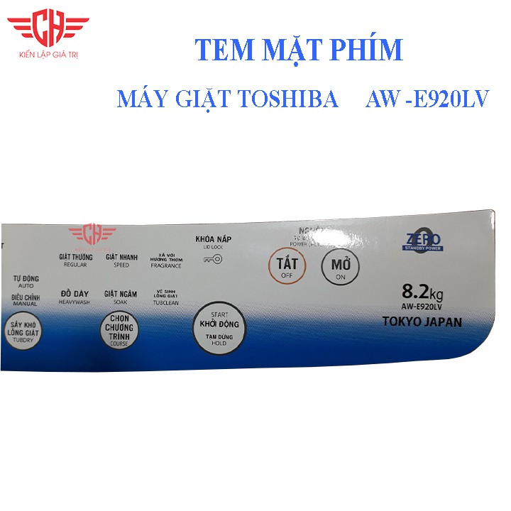 Tem bảng điều khiển Máy Giặt TOSHIBA AW - E920LV TD15 tem mặt phím