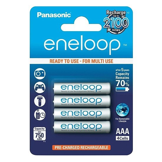 Pin AAA Panasonic Eneloop 4 Viên 750mAh 2100 Lần Sạc (Bản Nội Địa Nhật Bản)