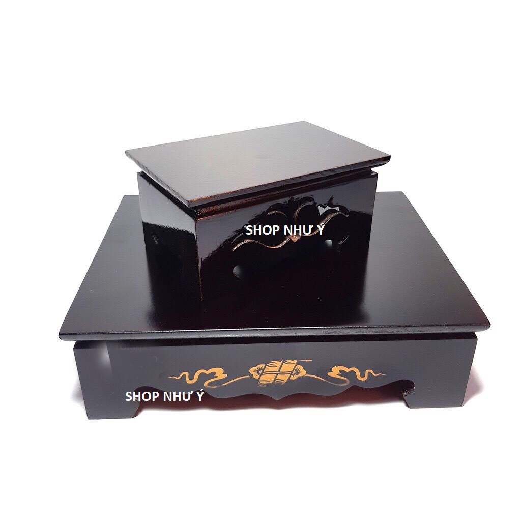 KỶ CHỮ NHẬT, ĐẾ BÁT HƯƠNG,ĐÔN GỖ MDF MÀU ĐEN
