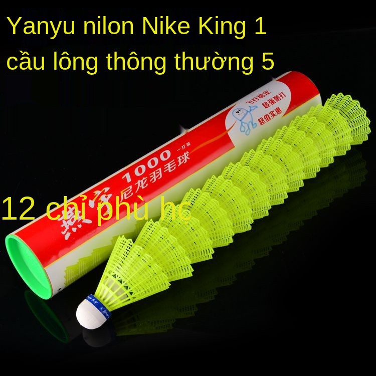 12 miếng cầu lông Yanyu 1000 nylon chống chịu chơi chính hãng bằng nhựa màu vàng và trắng bóng tập cầu lông yy