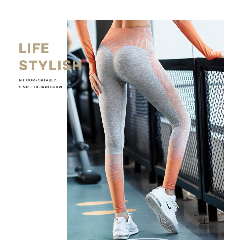 Quần legging phối sọc ngang bo gối cao cấp | BigBuy360 - bigbuy360.vn