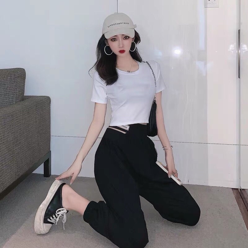 Quần jogger/ Quần thể thao nữ bo gấu chất cotton, poly mặc bốn mùa