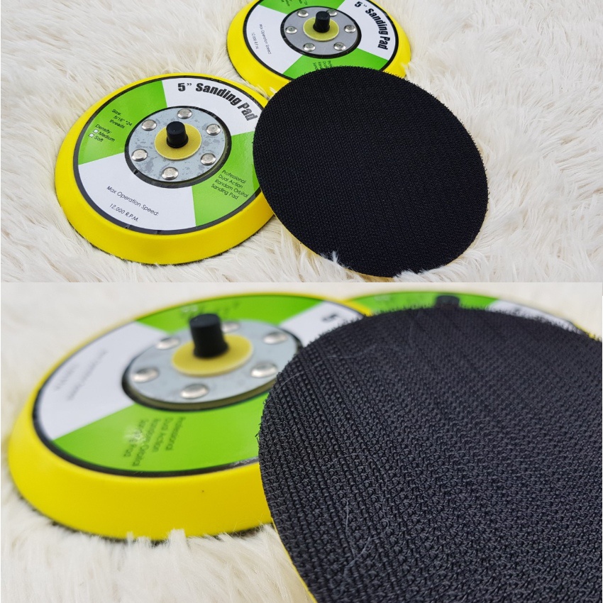 Đế Chà Nhám Hơi Tròn 5 Inch , 125mm , 12.5cm , Đế Đĩa Gắn Phớt , Loại Mặt Đế Gai , Hàng Chuẩn Hãng